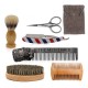 Shaving Set Mens Beard Grooming Kit With Shaving Razor Metal Beard Comb Oval  Massage Brush Wood Beard Comb Gift Bag